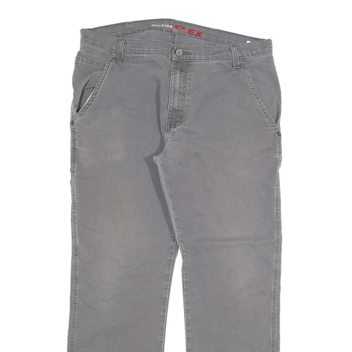 DICKIES Mens Regular Grey Cotton Blend Denim W36 L32 Workwear Zip Closure Jeans