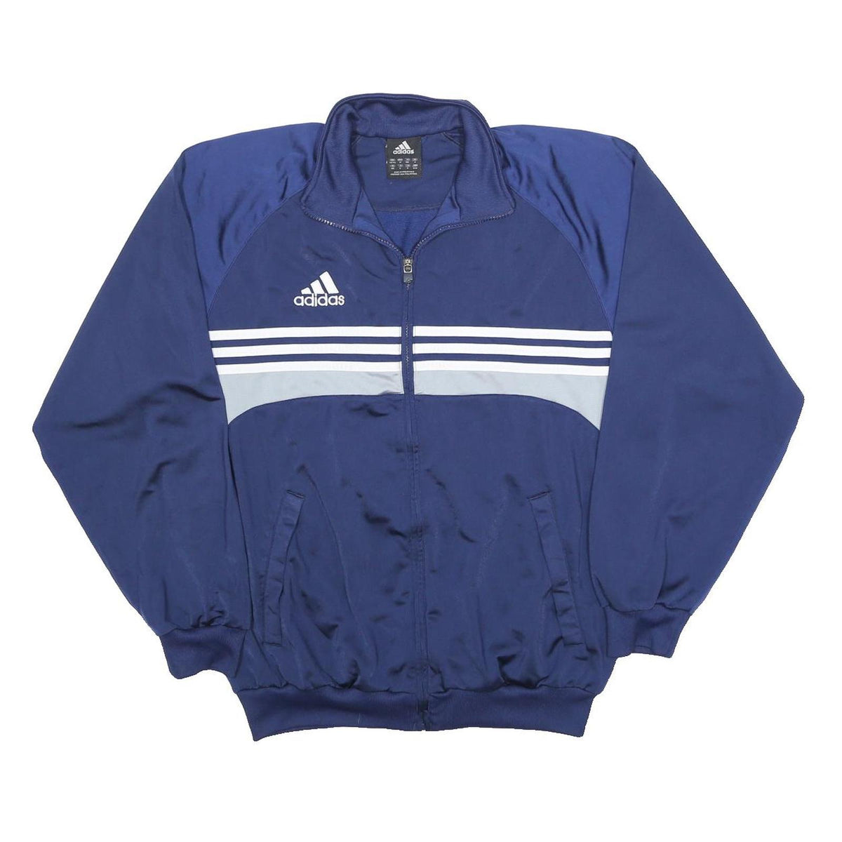 ADIDAS Mens Blue Polyester Track Jacket M Zip Plain Sportswear Casual
