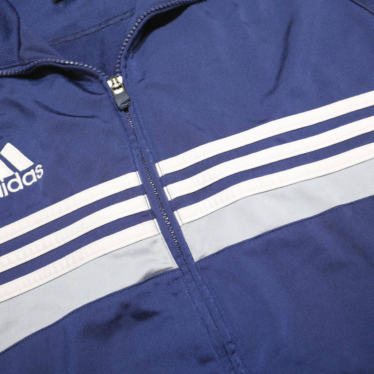 ADIDAS Mens Blue Polyester Track Jacket M Zip Plain Sportswear Casual