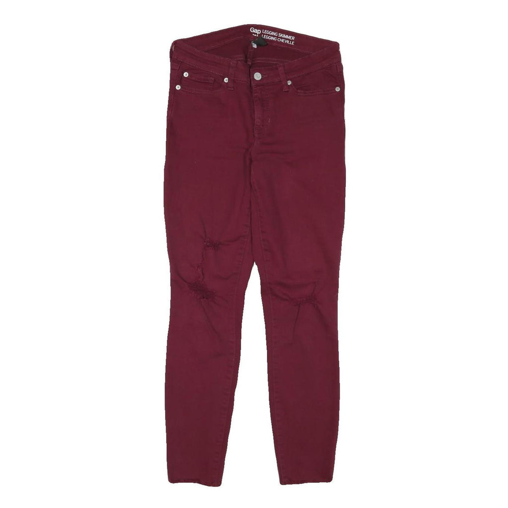 GAP Womens Slim Skinny Jeans Burgundy Cotton Blend W27 L27 Legging Skimmer