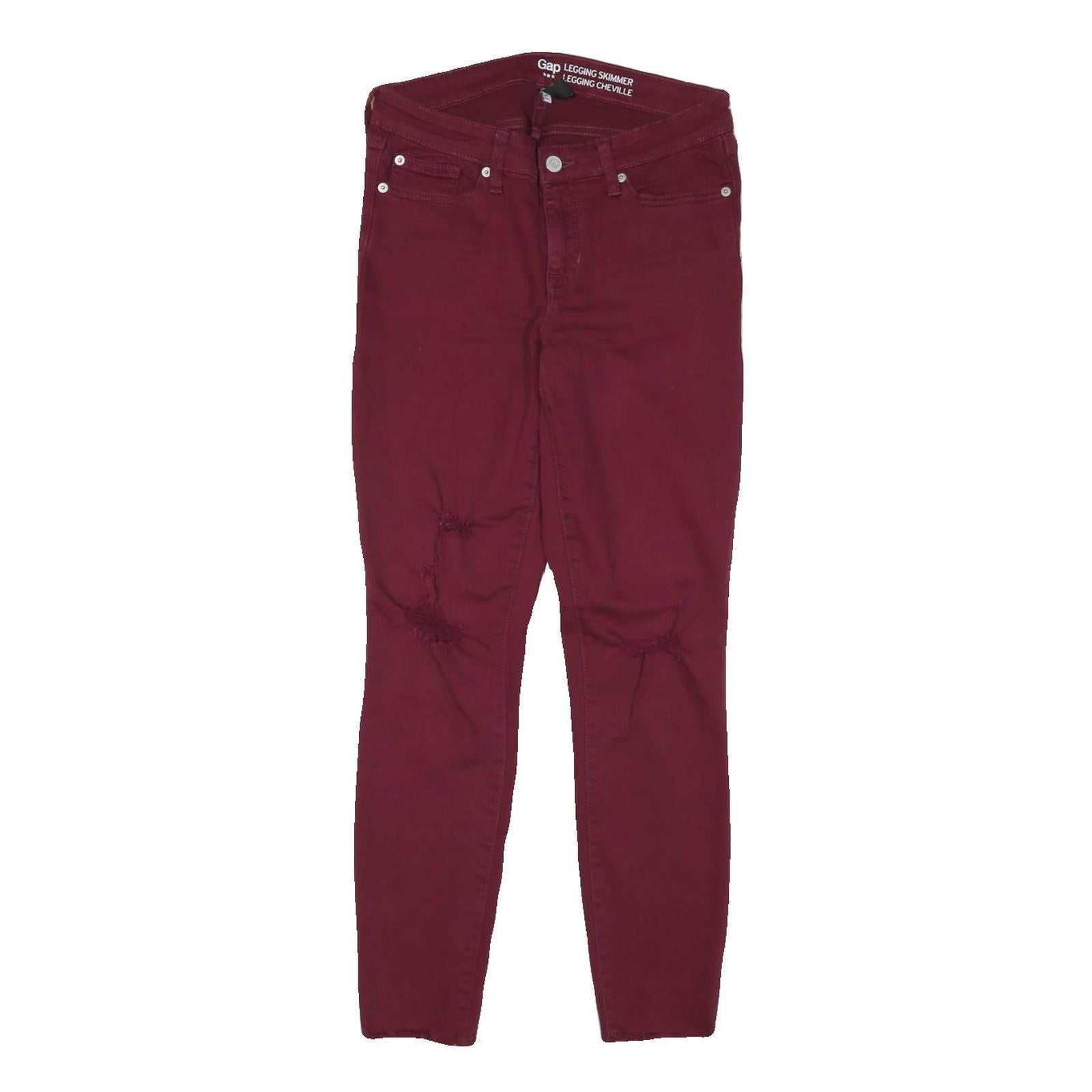 GAP Womens Slim Skinny Jeans Burgundy Cotton Blend W27 L27 Legging Skimmer