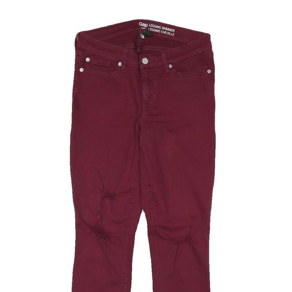 GAP Womens Slim Skinny Jeans Burgundy Cotton Blend W27 L27 Legging Skimmer
