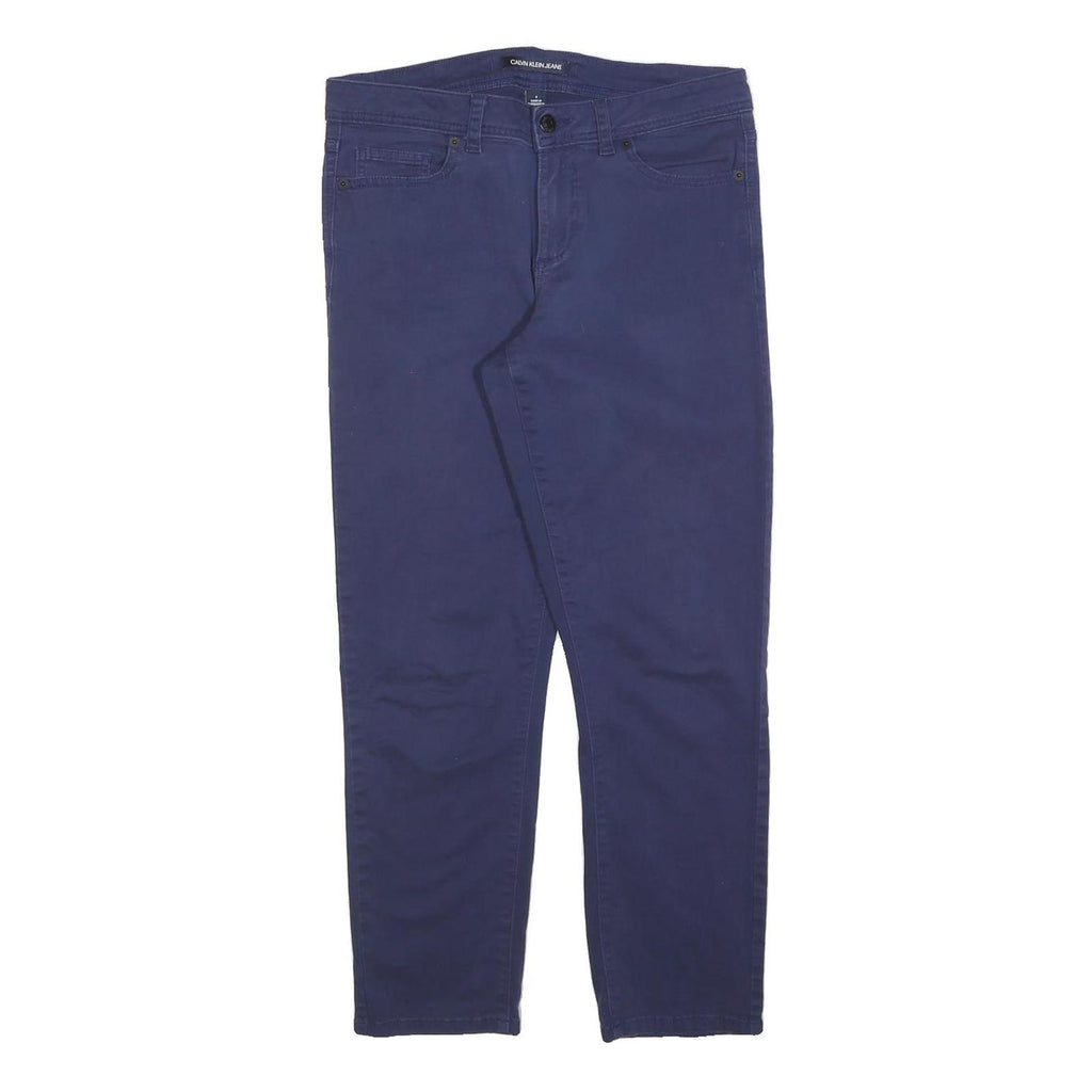 CALVIN KLEIN JEANS Womens Cotton Blend Blue Slim Slim Leg Trousers W30 L28