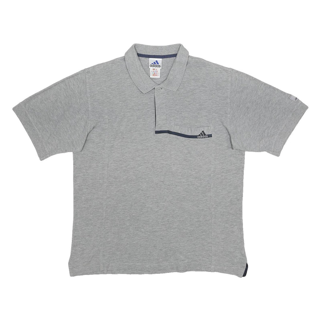 ADIDAS Mens Grey Polo Shirt M Cotton Short Sleeve Basic Casual Sports