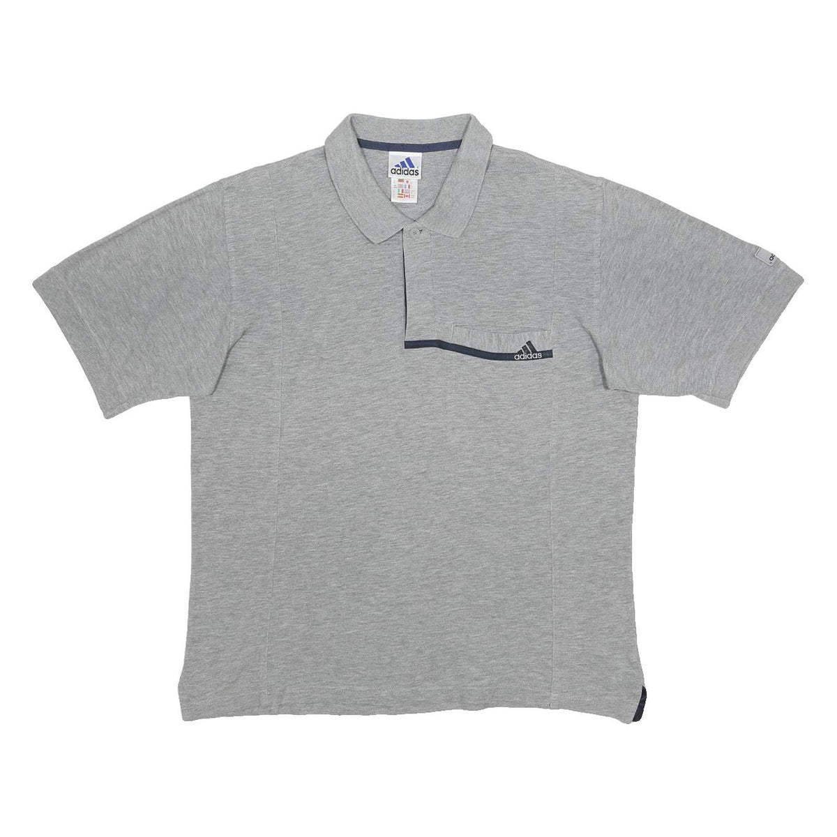 ADIDAS Mens Grey Polo Shirt M Cotton Short Sleeve Basic Casual Sports