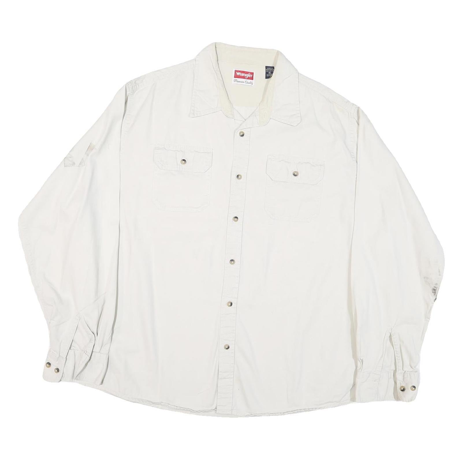 WRANGLER Mens White Shirt XL Cotton Blend Casual Long Sleeve Button Down