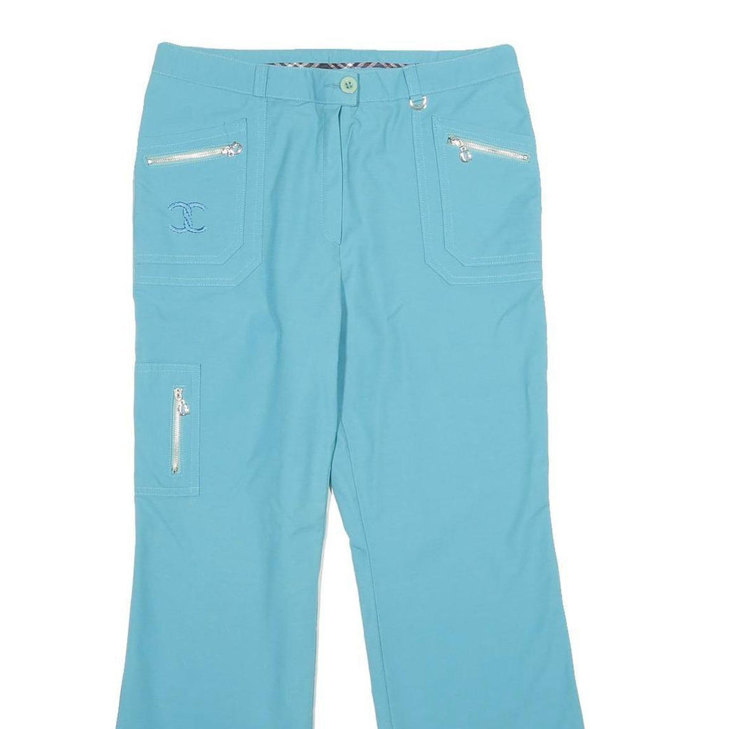 Womens Regular Blue Trousers W30 L30 Zip Pocketed Casual Fit