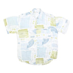 SCHILD Mens Blue & Green Pattern Shirt L Casual Cotton Blend Summer Style