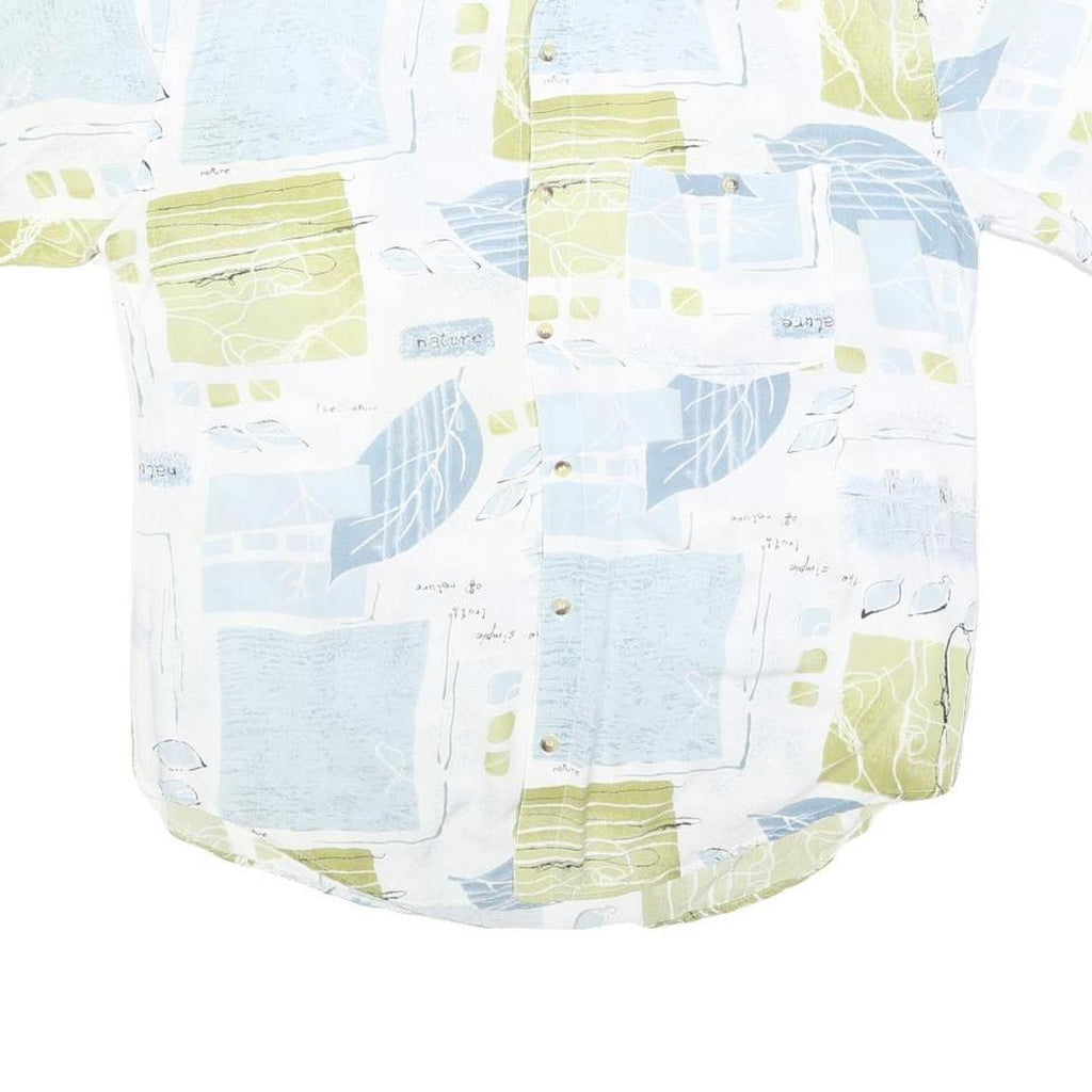 SCHILD Mens Blue & Green Pattern Shirt L Casual Cotton Blend Summer Style