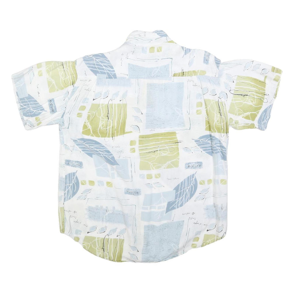 SCHILD Mens Blue & Green Pattern Shirt L Casual Cotton Blend Summer Style