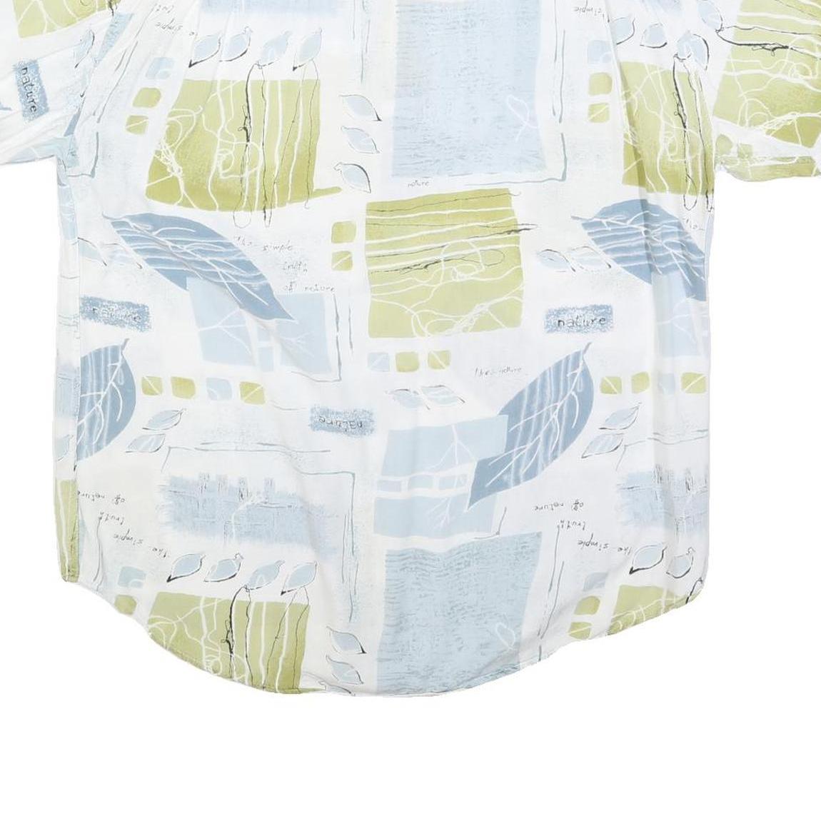 SCHILD Mens Blue & Green Pattern Shirt L Casual Cotton Blend Summer Style