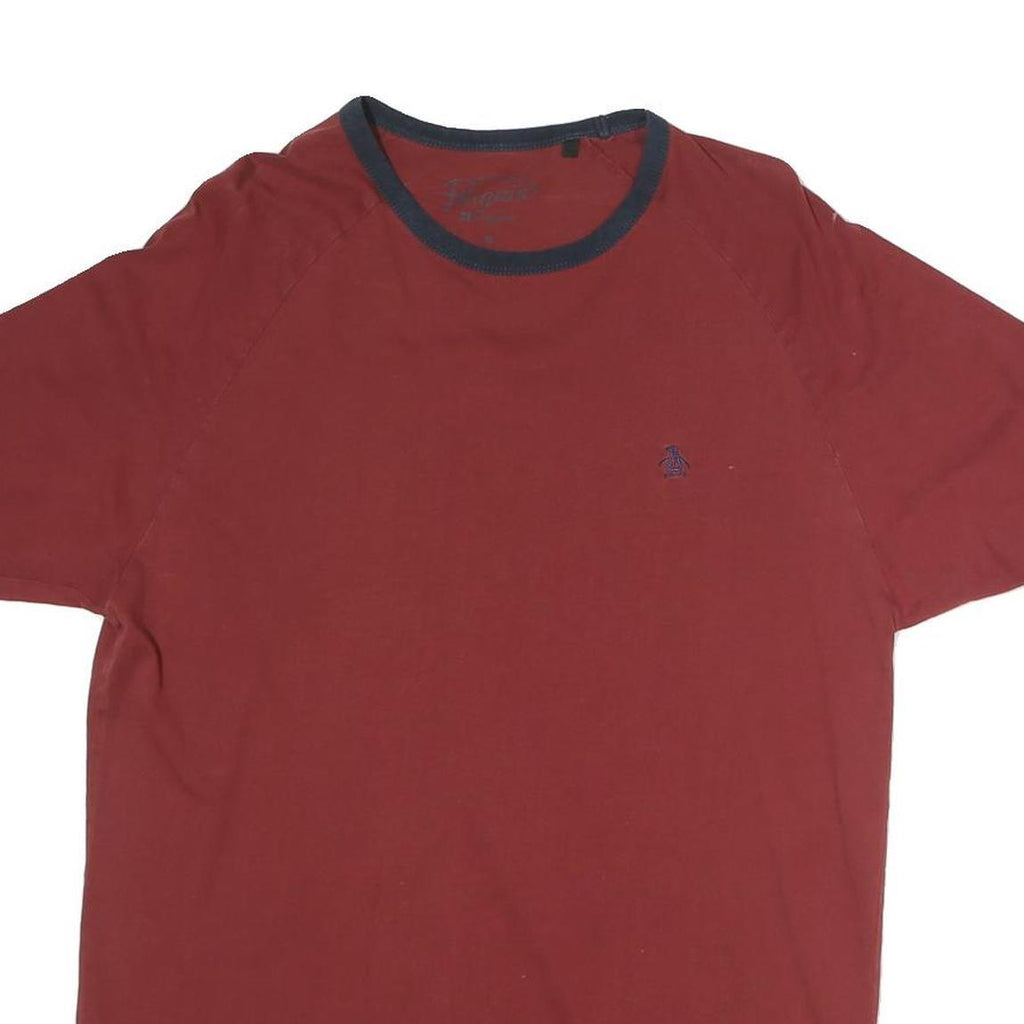 ORIGINAL PENGUIN Mens Red & Navy Blue Regular Fit M Short Sleeve Crew Neck