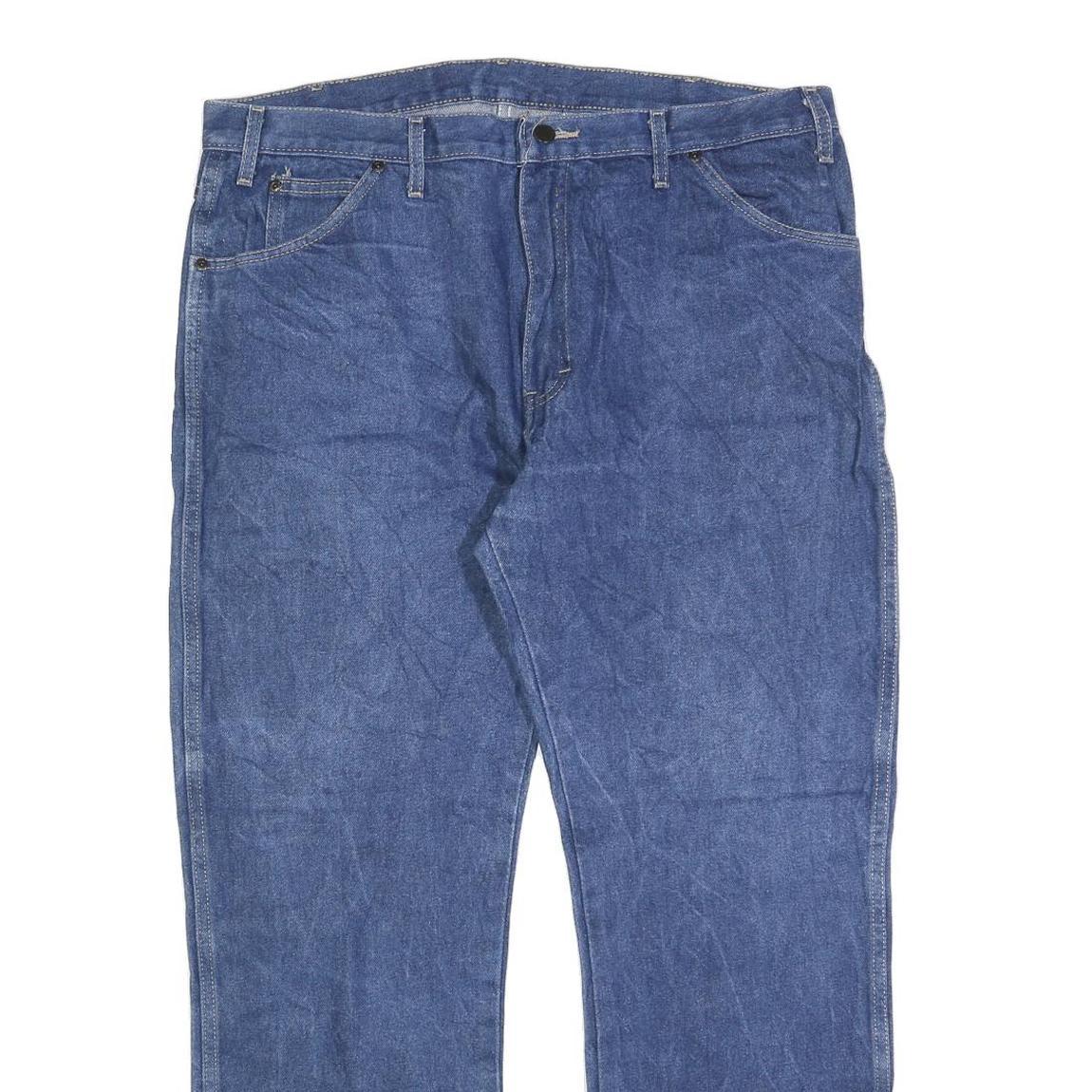 DICKIES Mens Regular Fit Blue Denim Jeans W38 L30 Zip Closure Cotton Blend