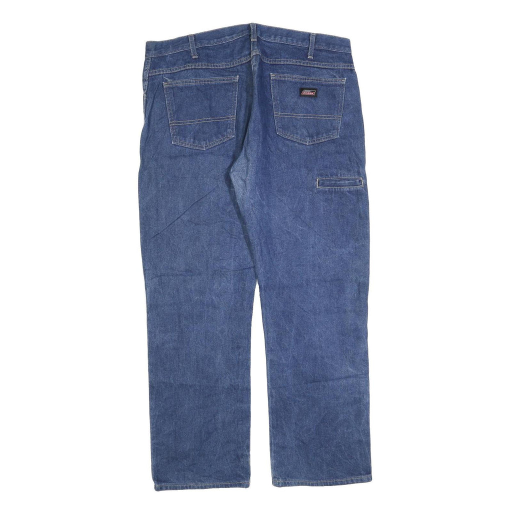 DICKIES Mens Regular Fit Blue Denim Jeans W38 L30 Zip Closure Cotton Blend