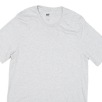 CAT Mens Grey Plain T-Shirt L Short Sleeve Crew Neck Cotton Blend Casual