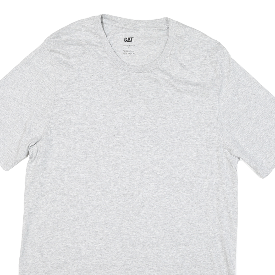 CAT Mens Grey Plain T-Shirt L Short Sleeve Crew Neck Cotton Blend Casual
