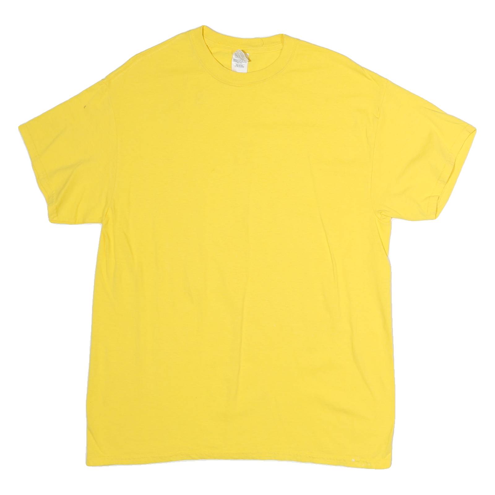 GILDAN Mens Yellow T-Shirt L Short Sleeve Crew Neck Plain Cotton Casual
