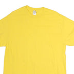 GILDAN Mens Yellow T-Shirt L Short Sleeve Crew Neck Plain Cotton Casual