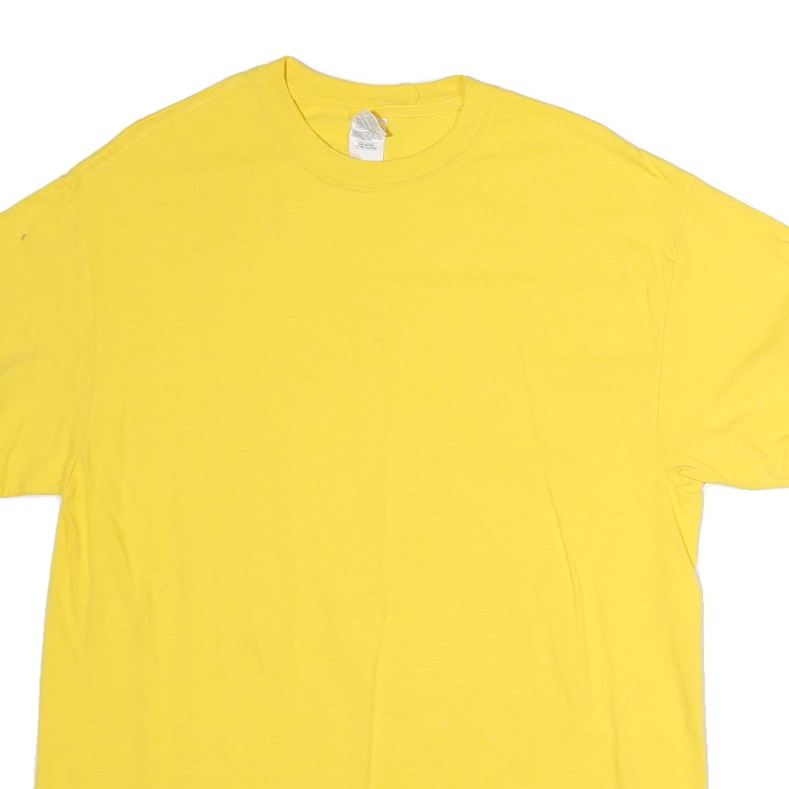 GILDAN Mens Yellow T-Shirt L Short Sleeve Crew Neck Plain Cotton Casual