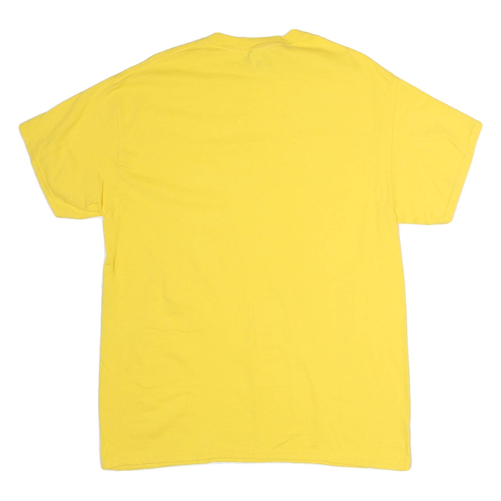 GILDAN Mens Yellow T-Shirt L Short Sleeve Crew Neck Plain Cotton Casual