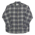 BASIC OPTIONS Mens Grey & Blue Check Shirt L Casual Cotton Long Sleeve Button