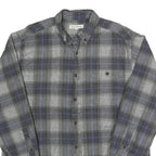 BASIC OPTIONS Mens Grey & Blue Check Shirt L Casual Cotton Long Sleeve Button
