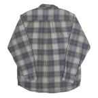 BASIC OPTIONS Mens Grey & Blue Check Shirt L Casual Cotton Long Sleeve Button