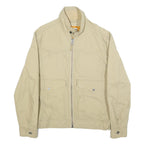 TIMBERLAND Mens Beige Cotton Blend Jacket S Plain Zip Casual Lightweight