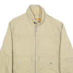 TIMBERLAND Mens Beige Cotton Blend Jacket S Plain Zip Casual Lightweight