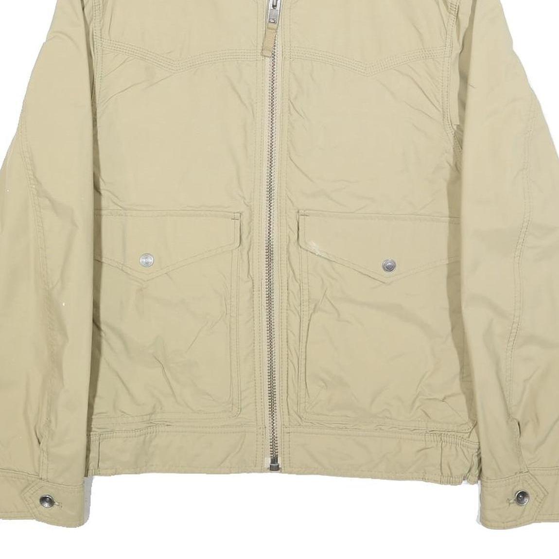 TIMBERLAND Mens Beige Cotton Blend Jacket S Plain Zip Casual Lightweight