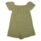 ZARA Womens Playsuit Green Wide-Leg S