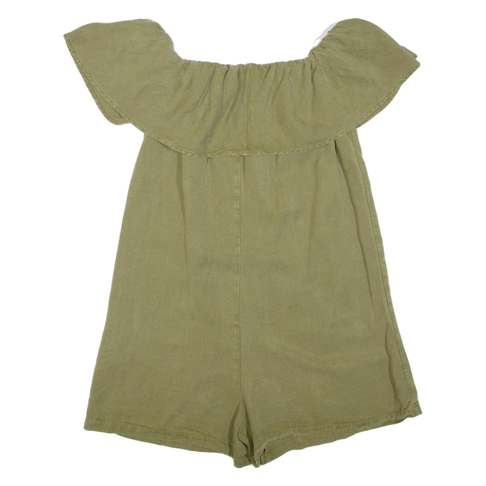 ZARA Womens Playsuit Green Wide-Leg S