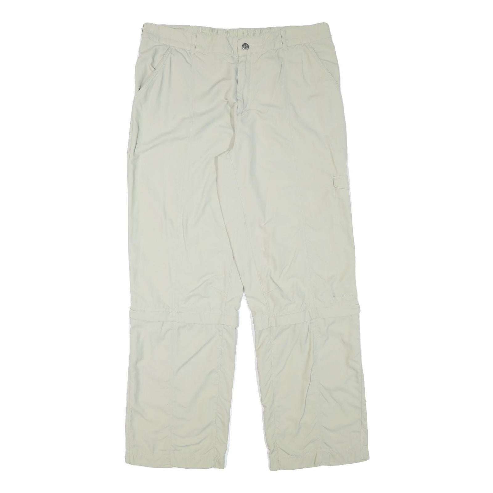 COLUMBIA Mens Beige Relaxed Straight Trousers W36 L31 Lightweight Outdoor Zip