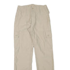 Beige Mens Regular Fit Cargo Cotton Blend Trousers W27 L30 Pocket Zip Closure