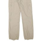 Beige Mens Regular Fit Cargo Cotton Blend Trousers W27 L30 Pocket Zip Closure