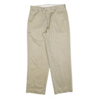 DOCKERS Mens Regular Beige Cotton Blend Trousers W32 L30 Classic Zip Closure