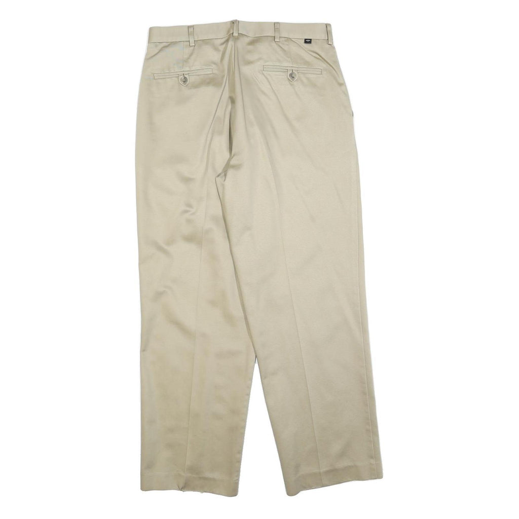 DOCKERS Mens Regular Beige Cotton Blend Trousers W32 L30 Classic Zip Closure