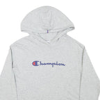 CHAMPION Womens Grey Pullover Hoodie S Cotton Blend Logo Sweatshirt