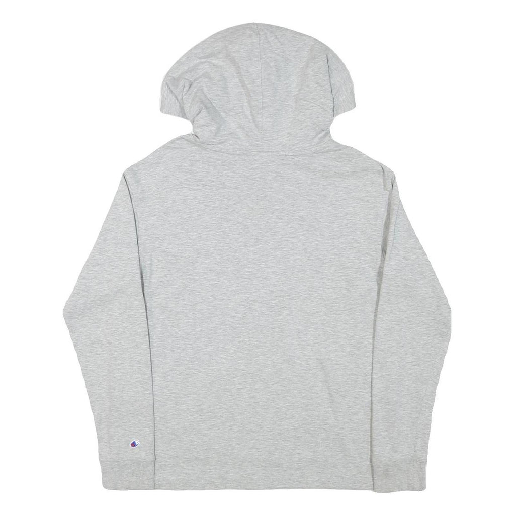 CHAMPION Womens Grey Pullover Hoodie S Cotton Blend Logo Sweatshirt