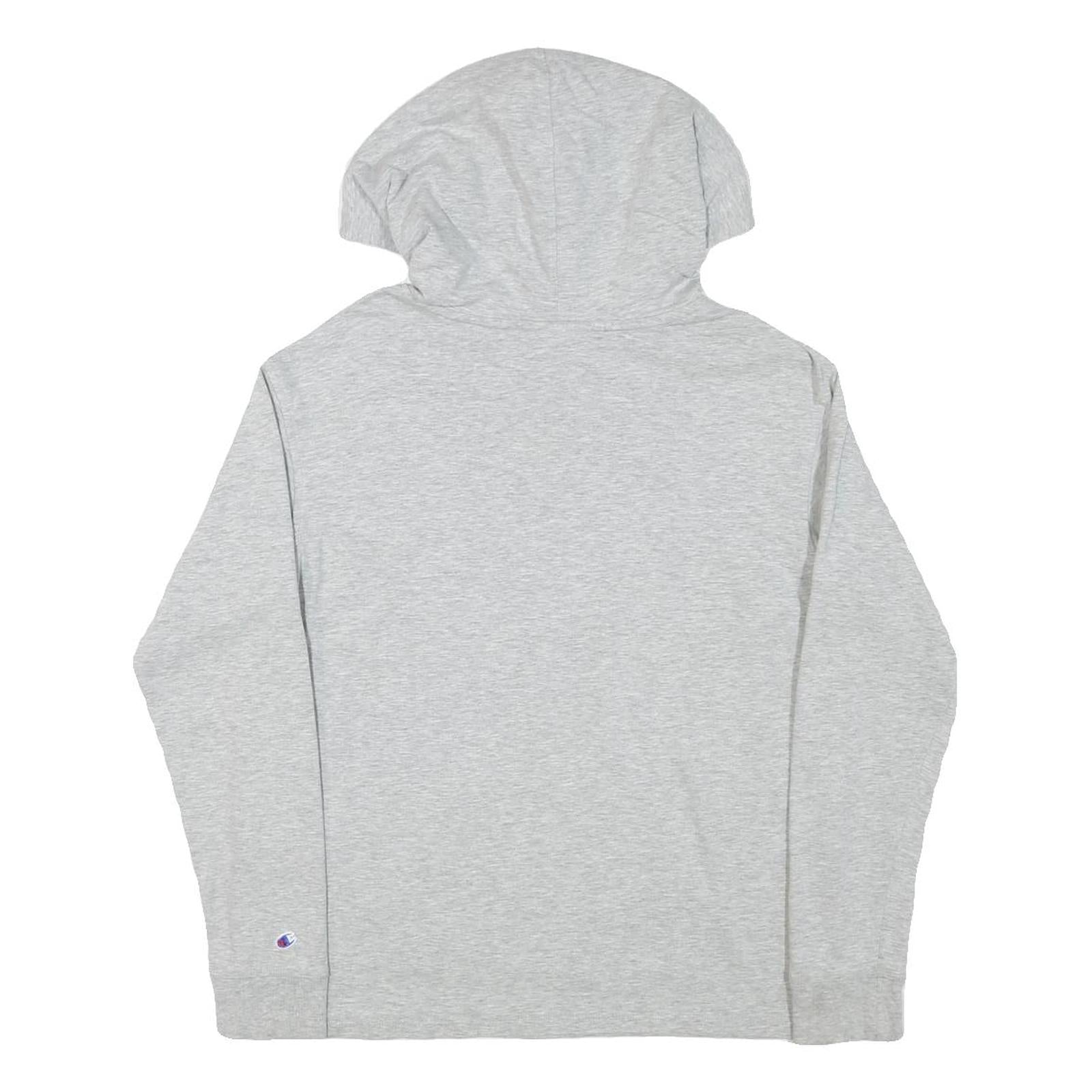 CHAMPION Womens Grey Pullover Hoodie S Cotton Blend Logo Sweatshirt