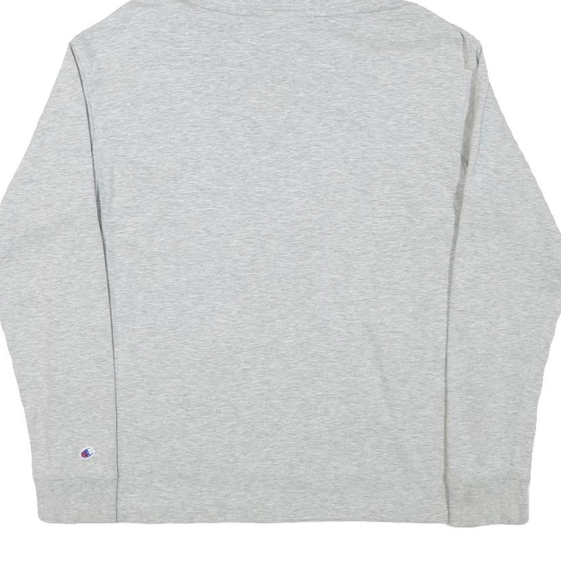 CHAMPION Womens Grey Pullover Hoodie S Cotton Blend Logo Sweatshirt