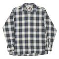 TOMMY HILFIGER Mens Blue & Green Check Shirt M Casual Cotton Blend Long Sleeve