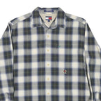 TOMMY HILFIGER Mens Blue & Green Check Shirt M Casual Cotton Blend Long Sleeve