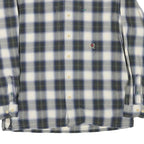 TOMMY HILFIGER Mens Blue & Green Check Shirt M Casual Cotton Blend Long Sleeve