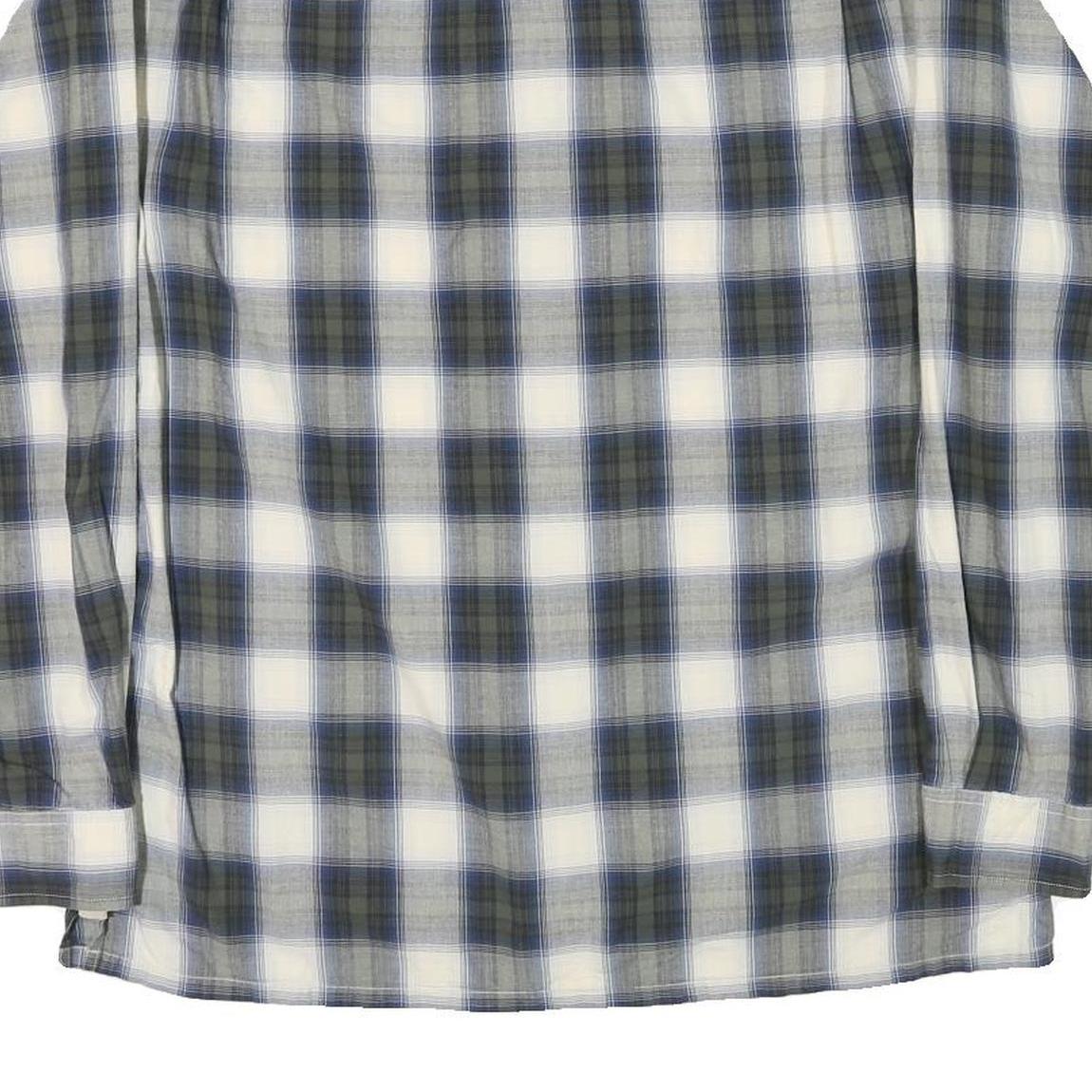 TOMMY HILFIGER Mens Blue & Green Check Shirt M Casual Cotton Blend Long Sleeve