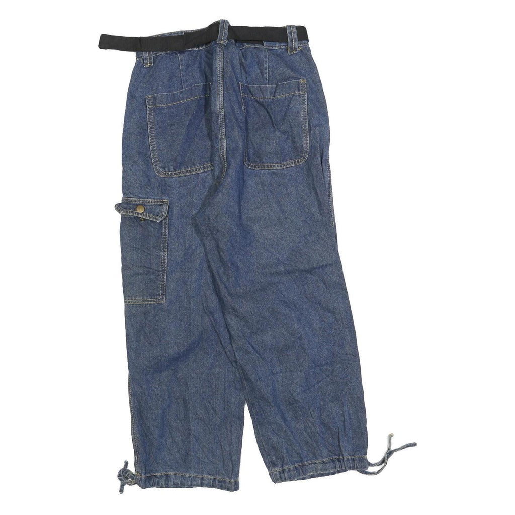 JHYO Womens Blue Relaxed Tapered Denim Medium W30 L25 Cargo Pocket Casual