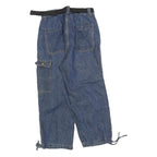 JHYO Womens Blue Relaxed Tapered Denim Medium W30 L25 Cargo Pocket Casual