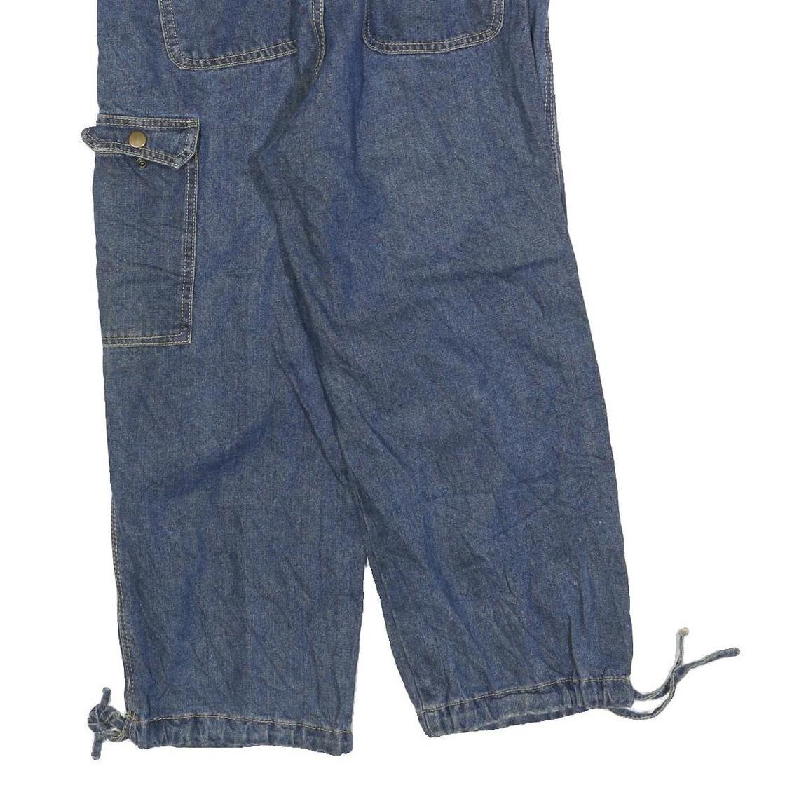 JHYO Womens Blue Relaxed Tapered Denim Medium W30 L25 Cargo Pocket Casual