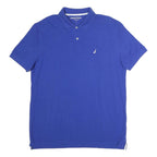 NAUTICA Mens Blue Short Sleeve Plain Polo Shirt L Classic Fit Cotton