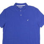 NAUTICA Mens Blue Short Sleeve Plain Polo Shirt L Classic Fit Cotton